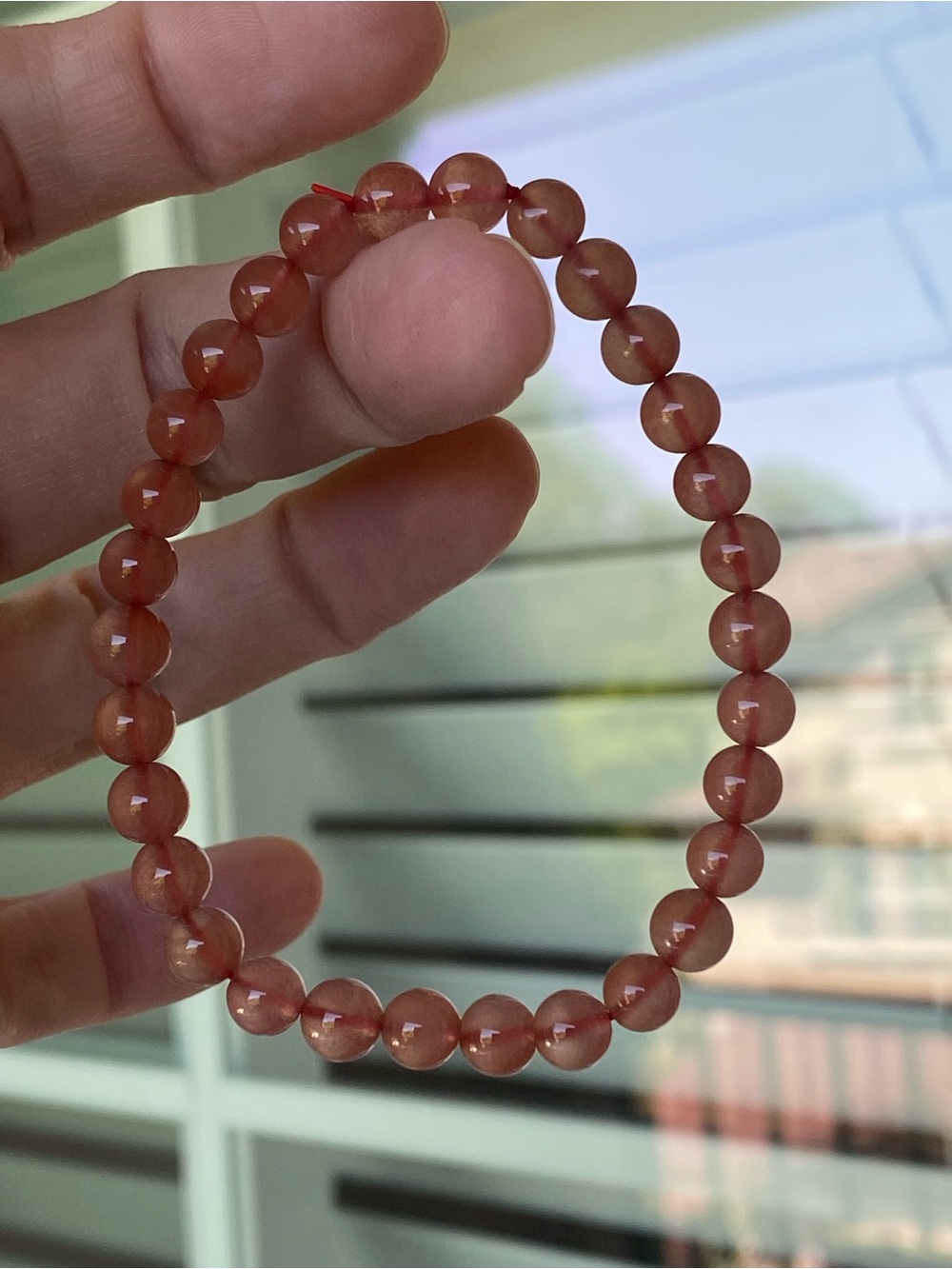Pink Cherry Blossom Agate Bracelet 6.3mm Natural Chalcedony Crystal Bracelet